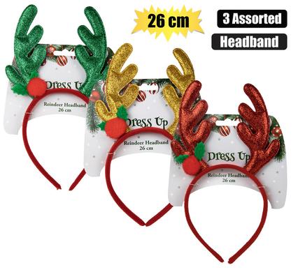 XMAS DRESS UP HEADBAND REINDEER 26cm