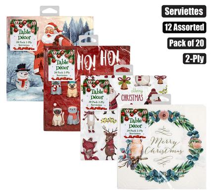 CHRISTMAS SERVIETTES PACK OF 20