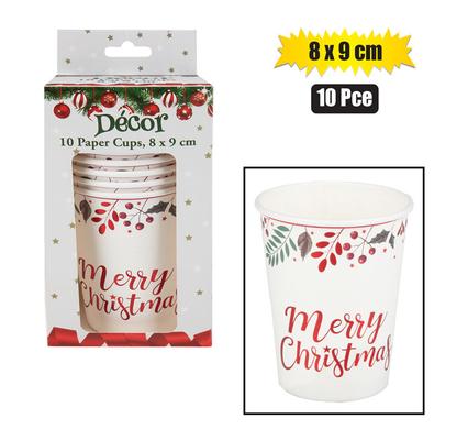 CHRISTMAS PAPER CUPS PACK OF 10