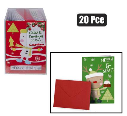 CHRISTMAS CARD & ENVELOPE PACK OF 20