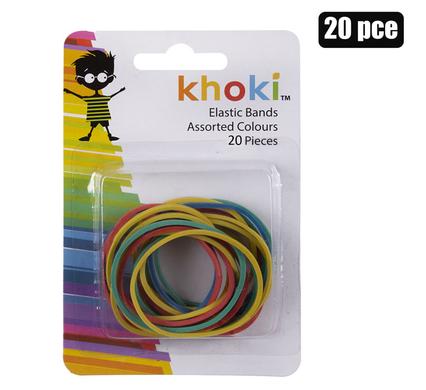 STATIONERY ELASTIC BANDS ASSORTED COLOURS 20PC