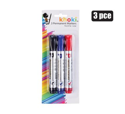 PACK OF 3 PERMANENT MARKERS WITH ROUND TIP