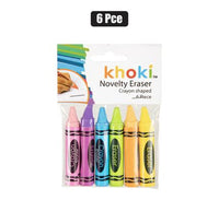 NOVELTY ERASERS PENCIL CRAYON PACK OF 6