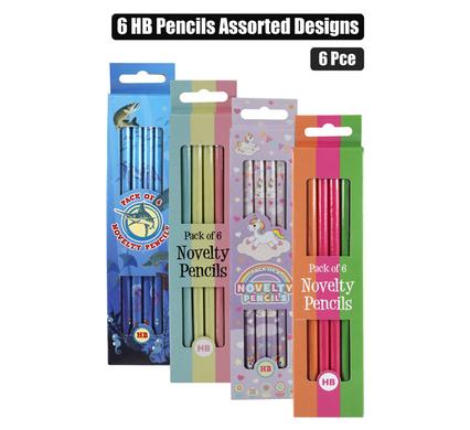 PACK OF 6 NOVELTY PENCILS