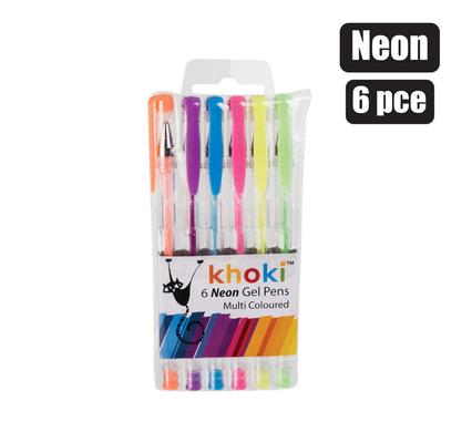 NOVELTY GEL NEON  PENS PACK OF 6