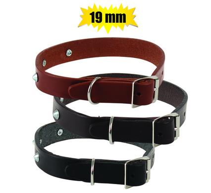 DOG COLLAR LEATHER RIVETTED 19mm