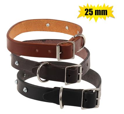 DOG COLLAR LEATHER RIVETTED 25mm