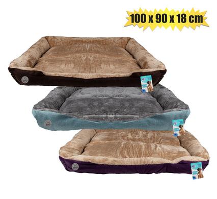 PET BED RECTANGLE "FUR" 100x90x18cm