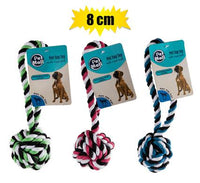 DOG TOY TUG ROPE BALL 8cm