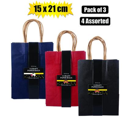 PACK OF 3 CRAFT GIFT BAG 15x21cm