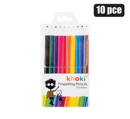 PENCIL CRAYONS RETRACTABLE 10 PC THICK