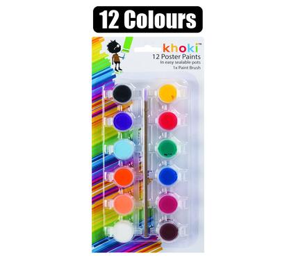 PACK OF 12 POSTER PAINT WATER BASED