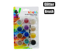 ART+CRAFT PAINT ACRYLIC GLITTER 12COL WITH BRUSH