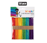 ART+CRAFT WOODEN LOLLY STICKS COLOUR 50pc