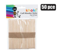 ART+CRAFT WOODEN LOLLY STICKS PLAIN 50 Pack