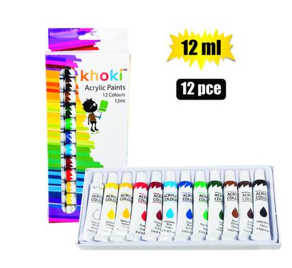 SET OF 12 ART & CRAFT ACRYLIC PAINT SET 12ML