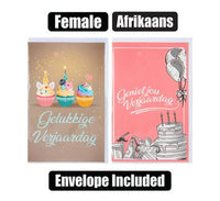 HAPPY BIRTHDAY AFRIKAANS  CARD & ENVELOPE FOR HER