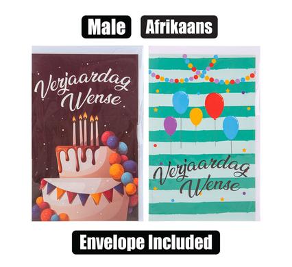 HAPPY BIRTHDAY AFRIKAANS CARD & ENVELOPE FOR HIM -M3