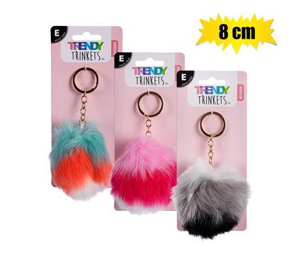 KEYCHAIN FAUX FUR BALL 8cm