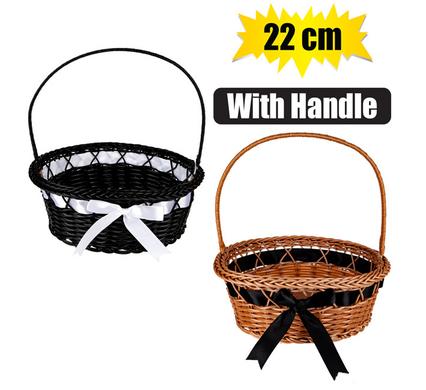 WOVEN LOOK CUTE BASKET WITH HANDLE