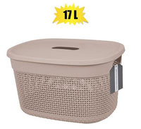 STEREO 17L PLASTIC BASKET WITH LID 38x28x22cm