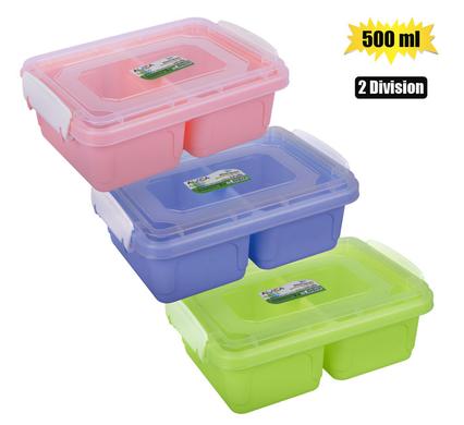 LUNCH BOX 2-DIVISION 550ml CLIP LOCK