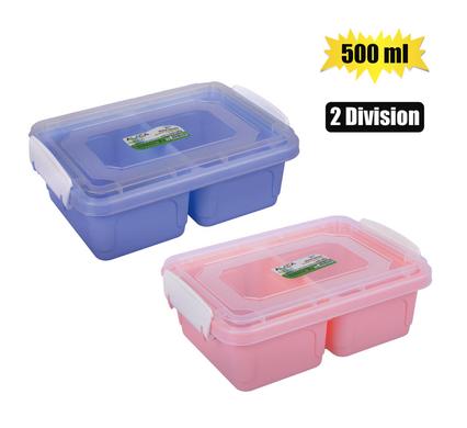 LUNCH BOX 2-DIVISION 550ml CLIP LOCK