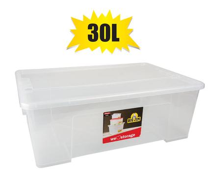 STORAGE BOX CLEAR ALPHA 30L 55x38x19cm