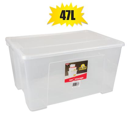 STORAGE BOX CLEAR ALPHA 47L 55x38x29cm