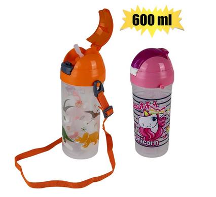 WATER BOTTLE WITH STRAW 600ml