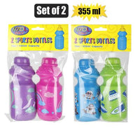 PACK OF 2 SPORTS WATER BOTTLES 355ml