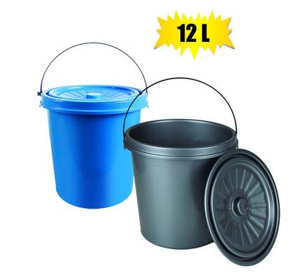 PLASTIC BUCKET WITH LID 12L