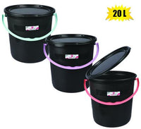 PLASTIC BUCKET WITH HANDLE & LID 20L