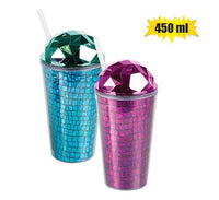 GLITTER TUMBLER WITH STRAW & LID 450ml