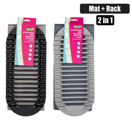 MICROFIBRE DISH DRAINING MAT AND RACK