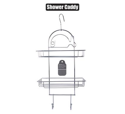 SHOWER CADDY CHROME 2xSHELVES+2xHOOKS