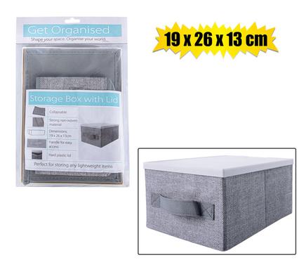 STORAGE BOX NON-WOVEN WITH LID 19x26x13cm