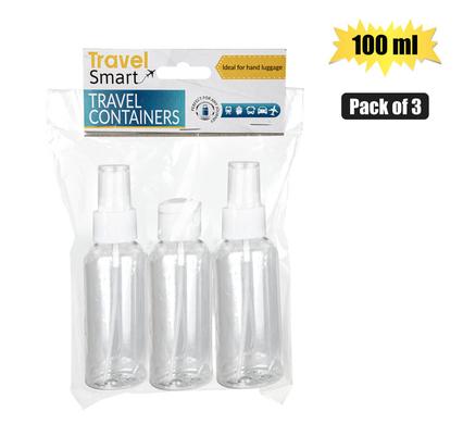 PACK OF 3 TRAVEL BOTTLES 100ml