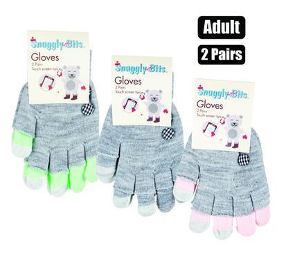 PACK OF 2 ADULT TOUCH SCREEN GLOVES