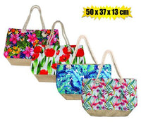 BEACH BAG 50x37x13cm ASSORTED WITH ROPE HANDLE