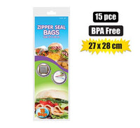 DISPOSABLE BAG ZIPPERSEAL 15PC 27x28cm