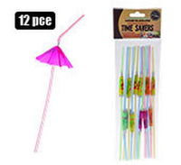 UMBRELLA STRAWS PLASTIC PACK OF 12