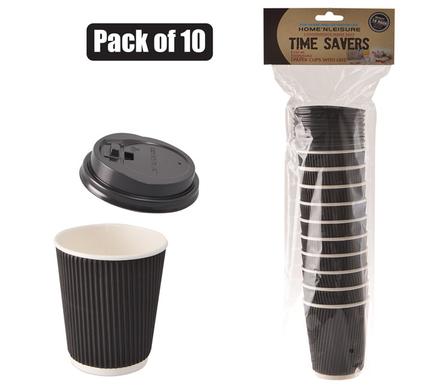 PACK OF 10 CLASSY PICNIC CUPS WITH LIDS