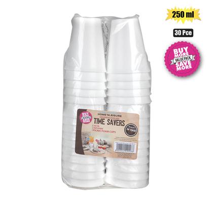 PACK OF 30 DISPOSABLE FOAM  PICNIC CUPS 250ml