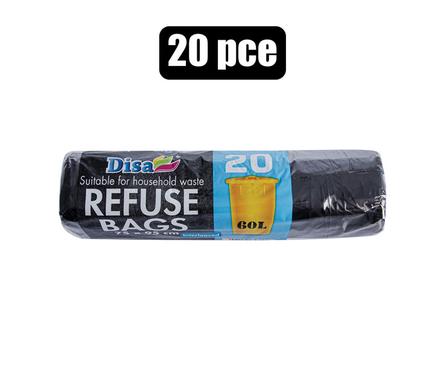 PACK OF 20 BLACK REFUSE BAGS 750x950mm