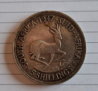 1947 SOUTH AFRICA 5 SHILLINGS COIN