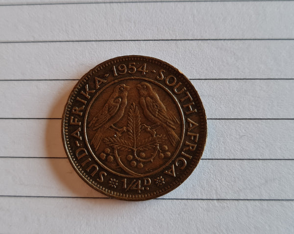 1954 SOUTH AFRICA 1/4 D COIN