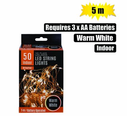 LED String Lights 50 Warm White 5 Metre
