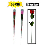 GLITTER ROSE 56CM ASSORTED