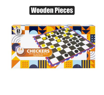 GAME CHECKERS WOOD PIECES 28x28cm